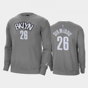 Men's Spencer Dinwiddie #26 Statement Brooklyn Nets Gray Jordan Brand Fleece Crew Sweatshirts 319230-921