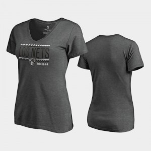 Women's Heather Gray Noche Latina V-Neck Brooklyn Nets T-Shirts 392101-373