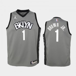 Youth Bruce Brown Jr. #1 Brooklyn Nets 2020-21 Gray Statement Jersey 529333-367