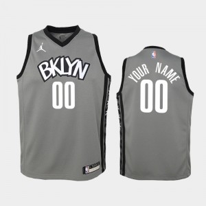 Youth(Kids) #00 Brooklyn Nets Gray 2020-21 Custom Statement Jersey 160758-851