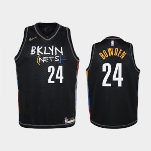 Youth(Kids) Jordan Bowden #24 2020-21 Black Brooklyn Nets City Jersey 158464-994