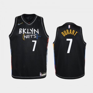 Youth(Kids) Kevin Durant #7 Brooklyn Nets City 2020-21 Black Jerseys 439705-744