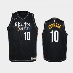Youth(Kids) Tyler Johnson #10 City Brooklyn Nets Black 2020-21 Jersey 588539-528