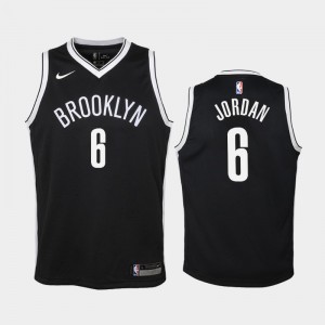 Youth(Kids) DeAndre Jordan #6 Black Icon Brooklyn Nets Jersey 366315-496