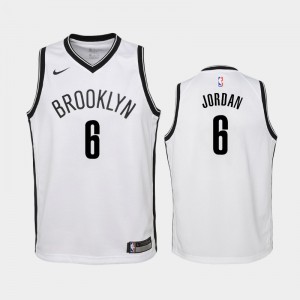 Youth(Kids) DeAndre Jordan #6 White Association Brooklyn Nets Jerseys 155111-413