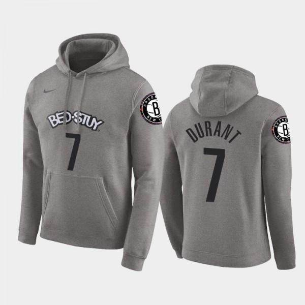 Mens Kevin Durant #7 Gray City Pullover Brooklyn Nets Hoodie - Kevin Durant  Nets Hoodie - kevin durant nets classic jersey 